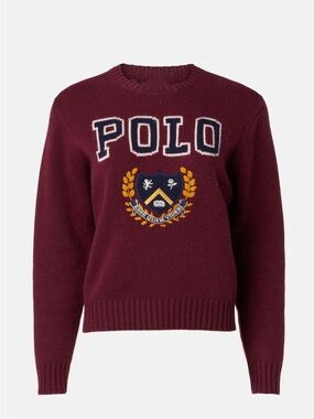Polo Crest Crewneck Sweater — Burgundy